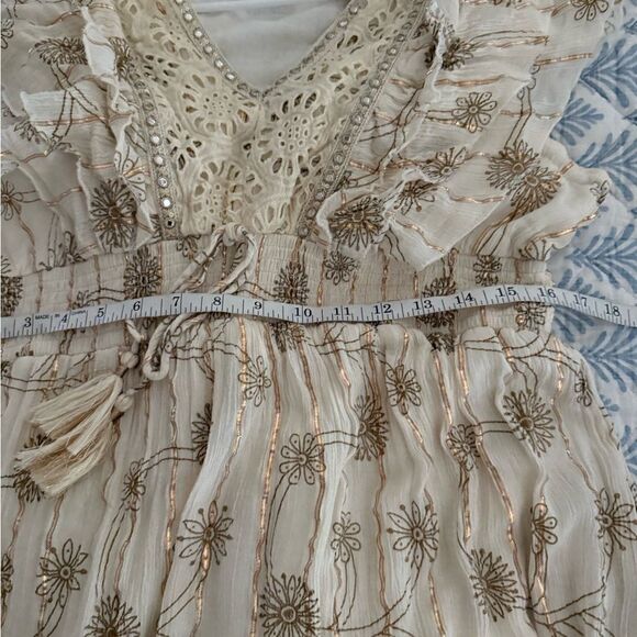 Indian Elegant Cream and Gold Boho Maxi Dress XL - Picture 11 of 13